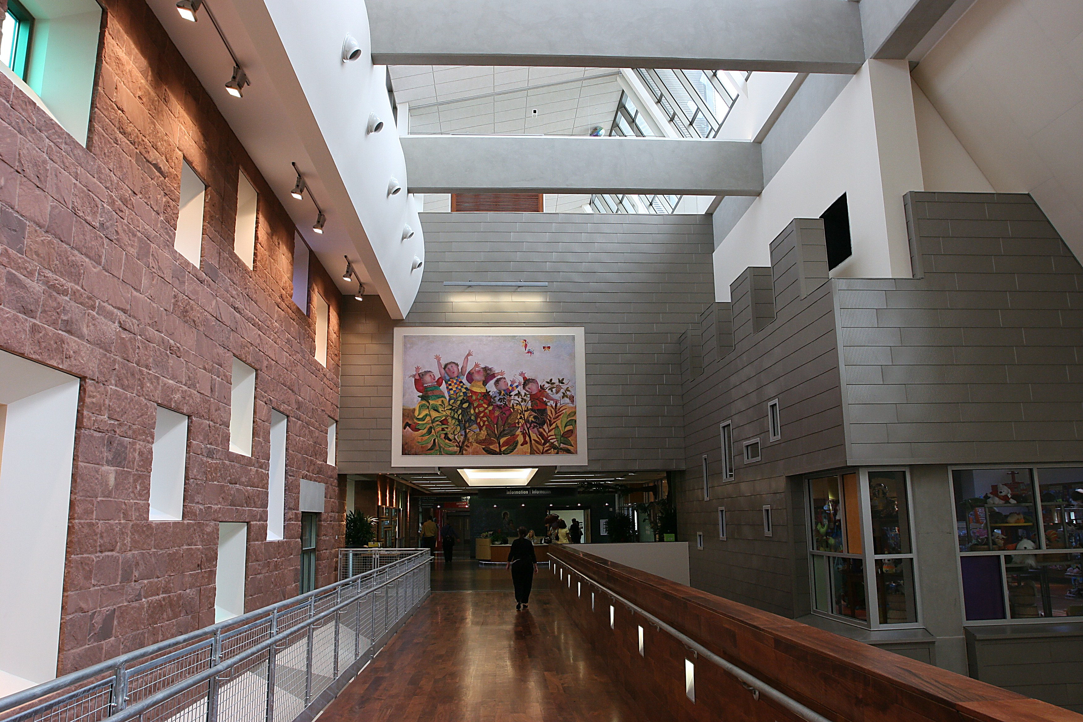 Inside the atrium area of Dell Childrens Medical Center.
