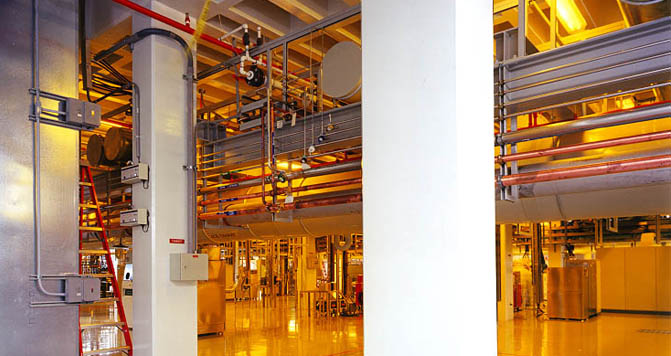 Electrical piping in network room at Texas Instruments DMOS 5 building project.